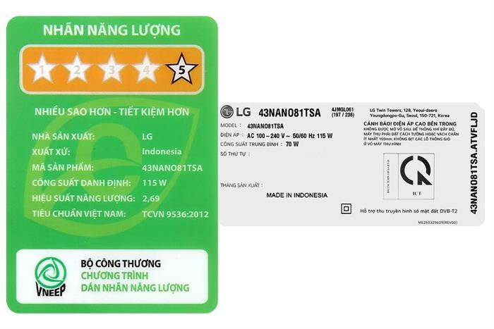 Smart Tivi NanoCell LG 4K 43 Inch 43NANO81TSA&nbsp;